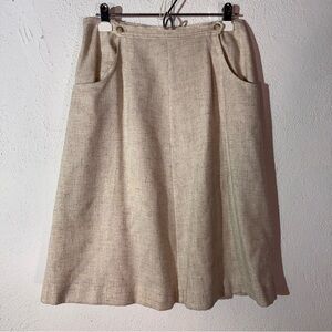 Vintage inner visions // off white linen blend chore skirt size 14
